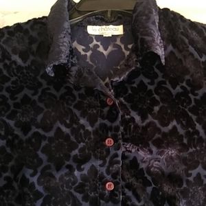 Le chateau navy blue sheer top Sz L